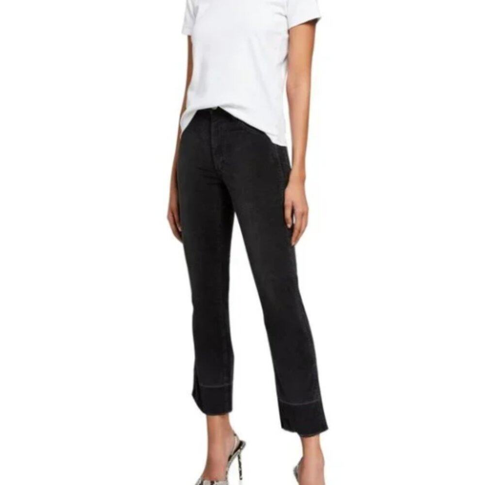 NWT AMO Anthropologie Bella Slight Boot Cut Velveteen Pants Black 30 High Rise